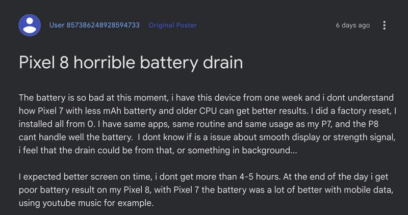 pixel 8 pro battery drain