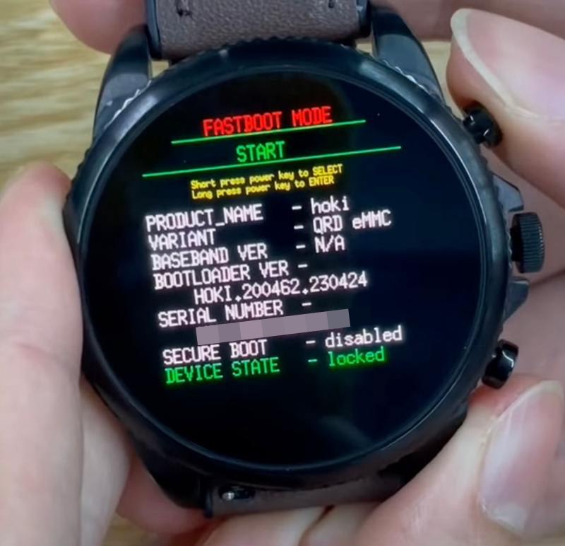 fastboot mode Fossil Watch Stuck in Bootloop