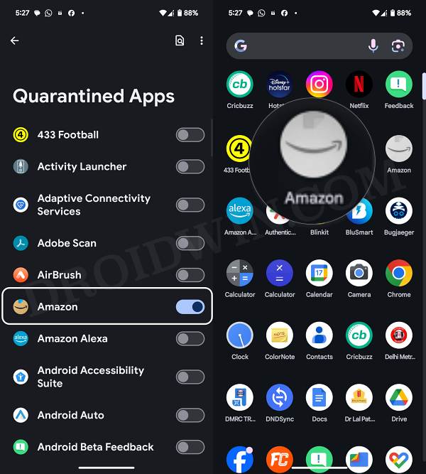 quarantine app android 14
