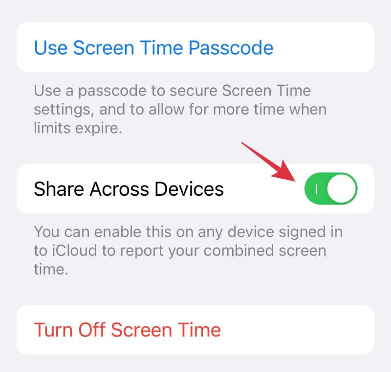 Screen Time Share Across Devices not working on iOS 17
