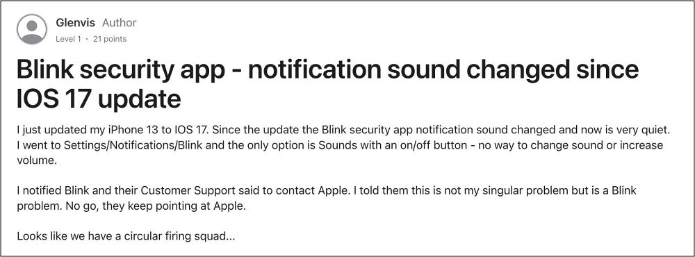 Blink Security App Notification Sound on iOS 17
