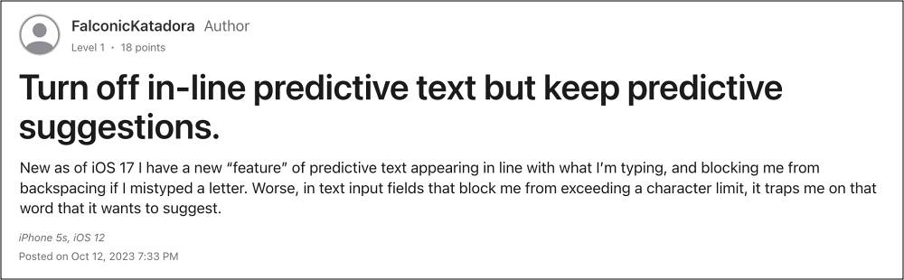 Отключить встроенное предсказание текста на iPhone