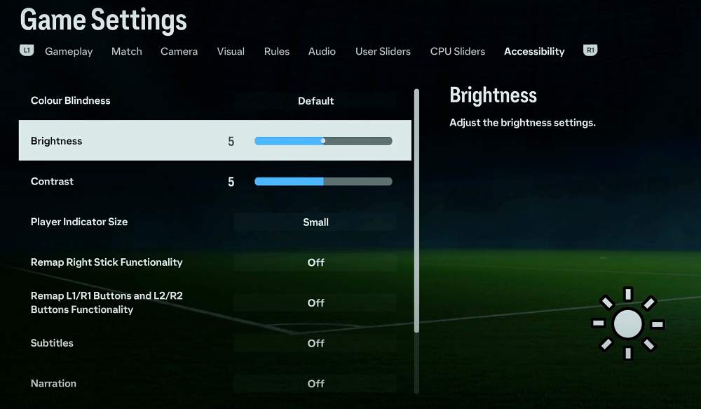 EA Sports FC 24 Brightness and Contrast