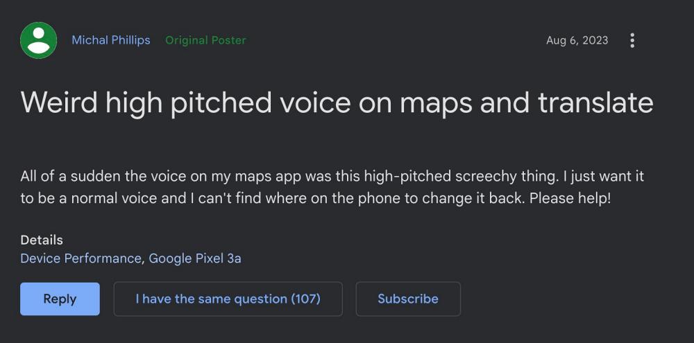 Google Maps High Pitched Voice