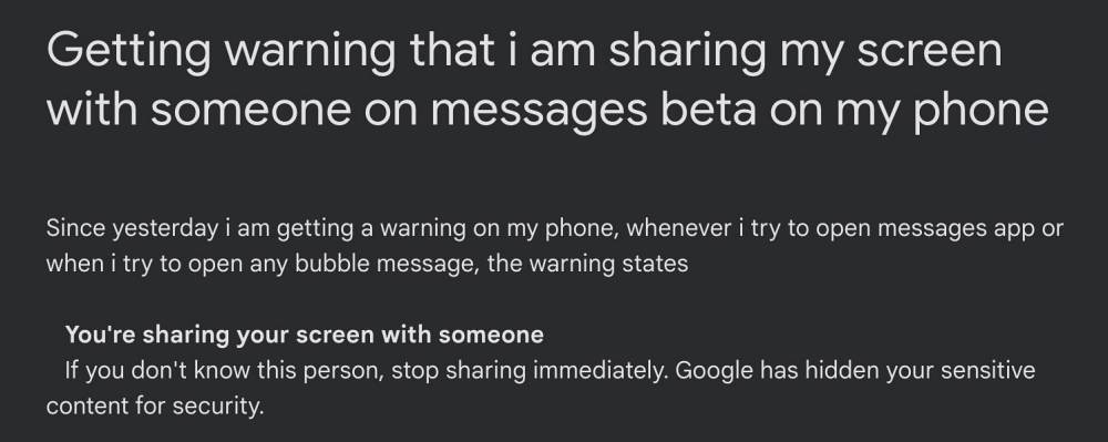 Google Messages You're sharing screen with someone