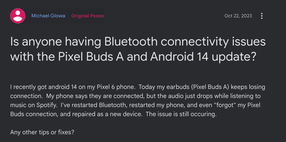 Проблема со звуком Pixel Buds A Series на устройстве Pixel и часах