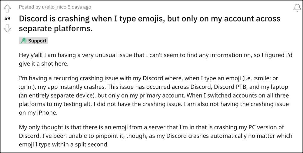 Discord crashing with Emotes and Emojis