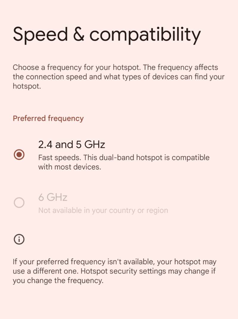 5GHz Frequency Hotspot on Android