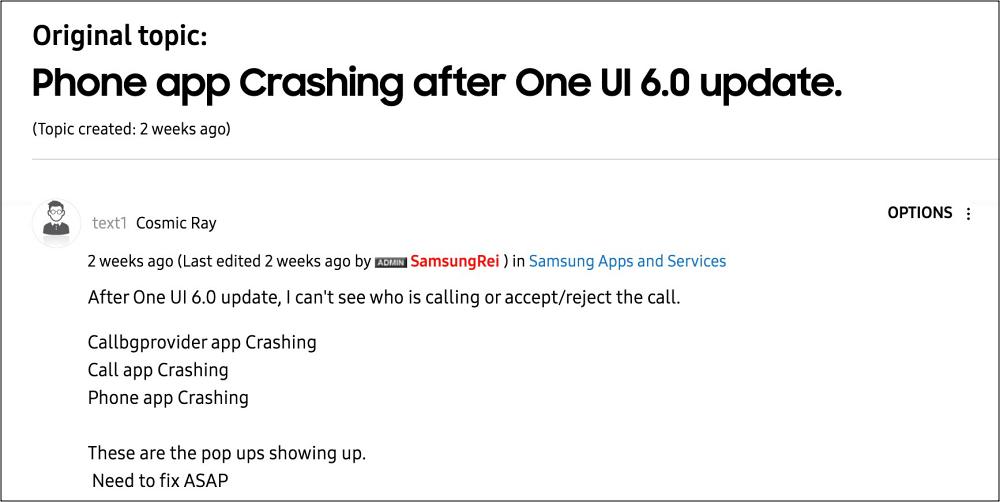 Samsung Phone App Crashing on One UI 6 Android 14