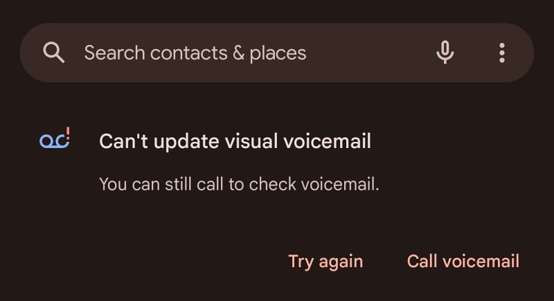 Can't Update Visual Voicemail