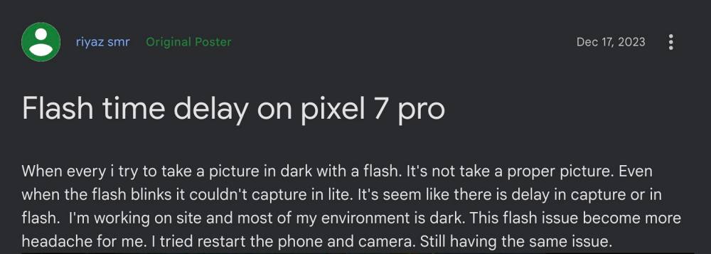 Delayed Camera Flash on Pixel 7 Pro