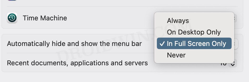 Hide and Show Menu Bar in Sonoma