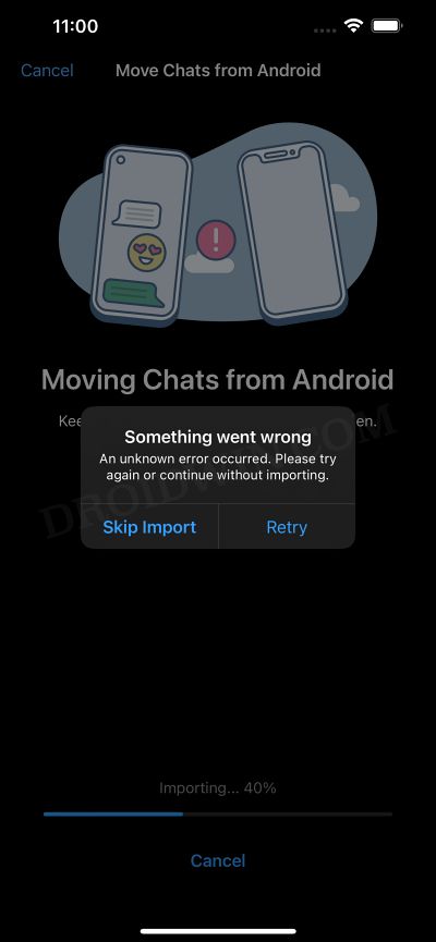 Move Chats from Android to iPhone Something went wrong
