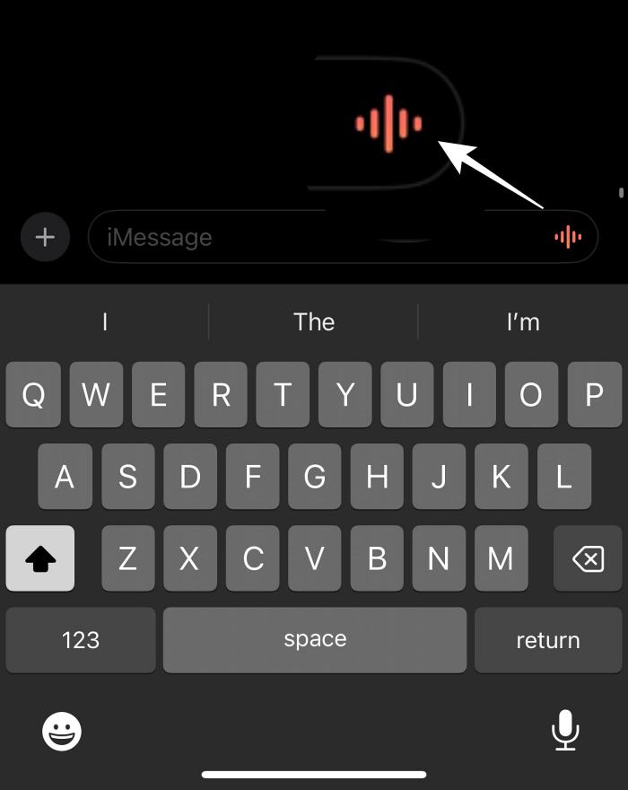 Значок записи голоса в «Сообщениях» iPhone