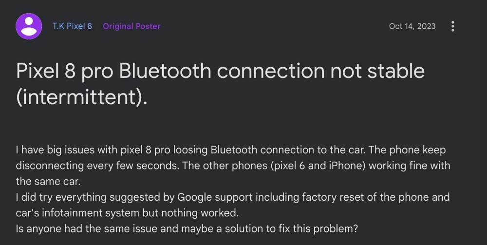 Pixel 8 Pro Android Auto Bluetooth