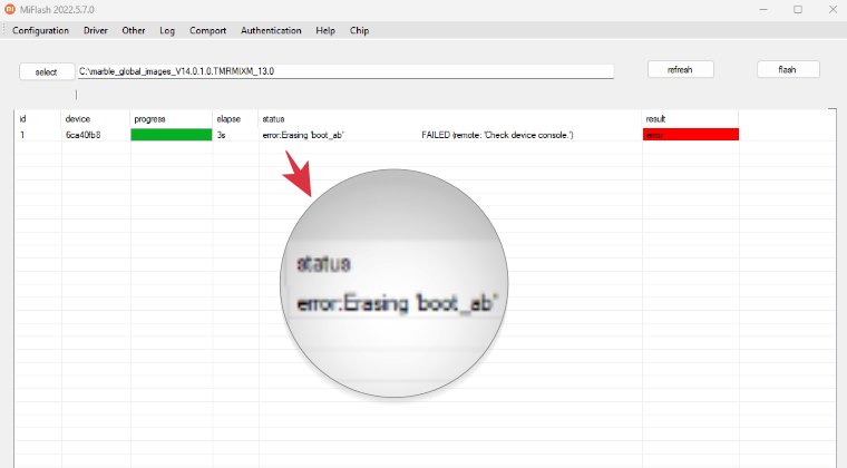 Mi Flash Tool Error- Erasing boot_ab