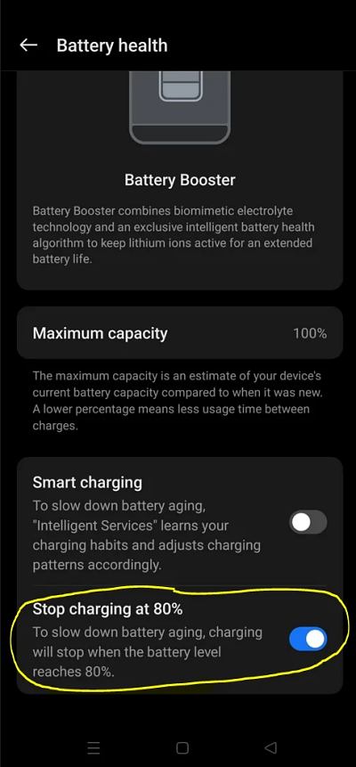 OnePlus 12 Stop charging at 80%