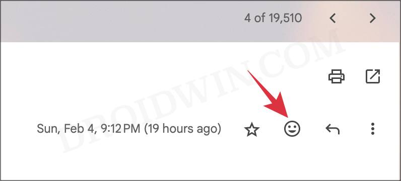 Удалить реакции Emoji Gmail