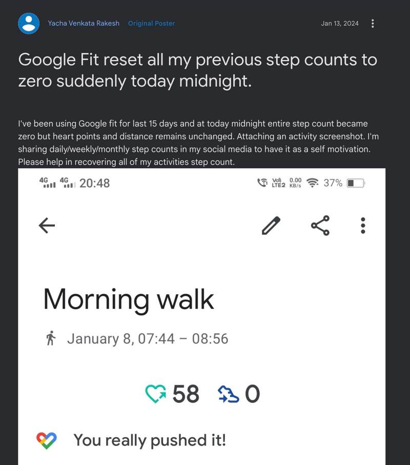 Google Fit Steps Counter Not Working