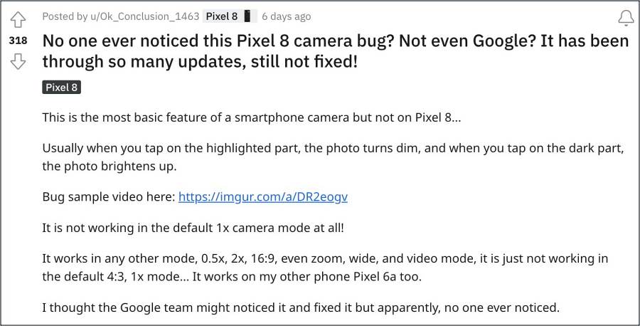 Pixel 8 Camera Exposure not working