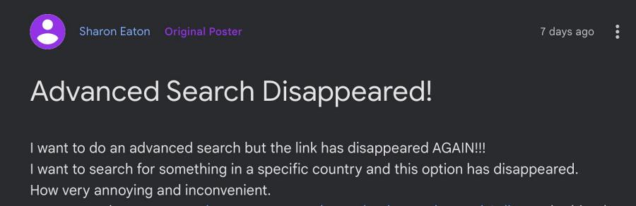 Google Advanced Search Missing