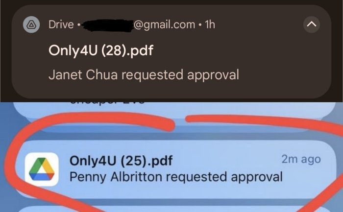 Google Drive Only4U Spam Notifications Request Approval