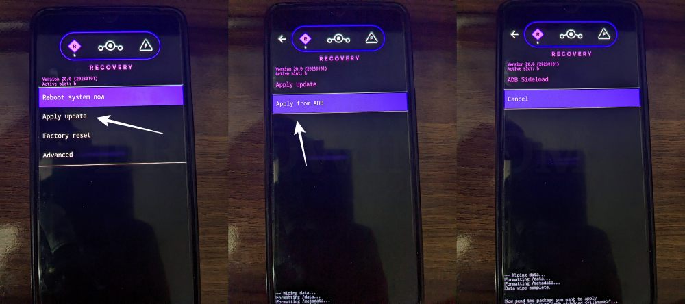 adb sideload crdroid android 14 redmi note 9