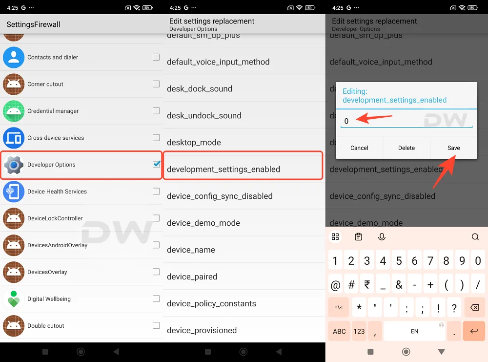 hide developer options android