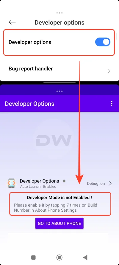 hide developer options android