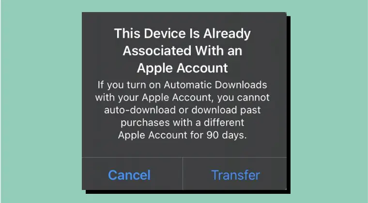 this device is already associated with an apple account