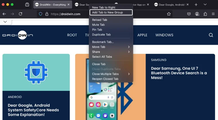 enable tabs group firefox