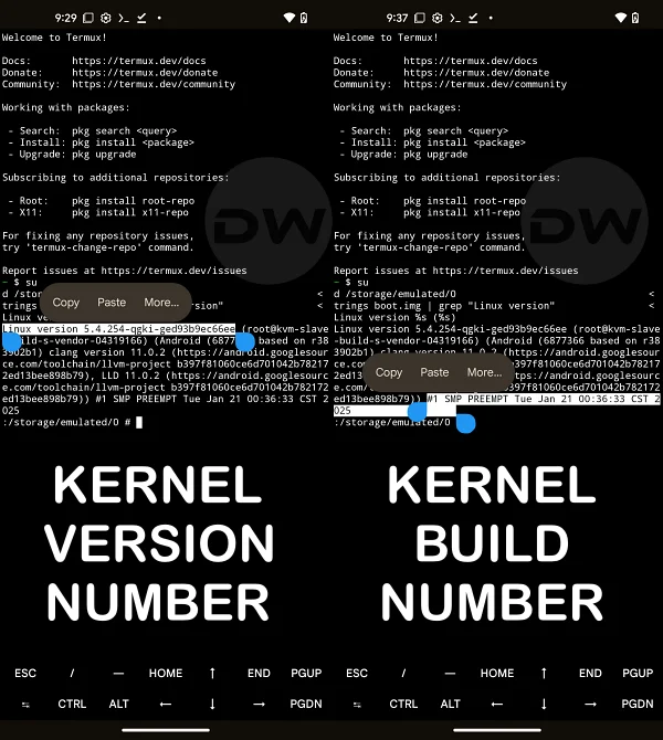kernel version build number