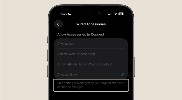 This setting is managed by your organization iOS 26 - 2